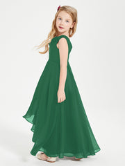 Modern Asymmetrical Junior Bridesmaid Dresses Cowl Neck Dark Green