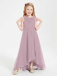 Modern Asymmetrical Junior Bridesmaid Dresses Cowl Neck Dusk