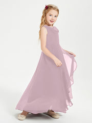 Modern Asymmetrical Junior Bridesmaid Dresses Cowl Neck Dusk