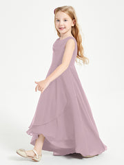 Modern Asymmetrical Junior Bridesmaid Dresses Cowl Neck Dusk