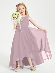 Modern Asymmetrical Junior Bridesmaid Dresses Cowl Neck Dusk