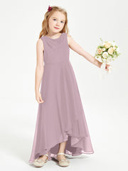 Modern Asymmetrical Junior Bridesmaid Dresses Cowl Neck Dusk