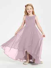 Modern Asymmetrical Junior Bridesmaid Dresses Cowl Neck Dusk