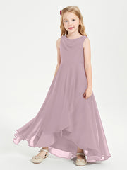 Modern Asymmetrical Junior Bridesmaid Dresses Cowl Neck Dusk