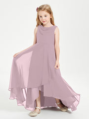Modern Asymmetrical Junior Bridesmaid Dresses Cowl Neck Dusk