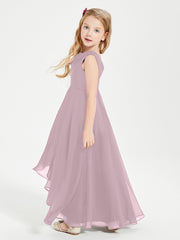 Modern Asymmetrical Junior Bridesmaid Dresses Cowl Neck Dusk