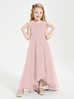 Modern Asymmetrical Junior Bridesmaid Dresses Cowl Neck Dusty Rose