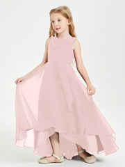 Modern Asymmetrical Junior Bridesmaid Dresses Cowl Neck Dusty Rose