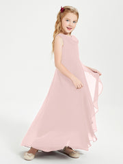 Modern Asymmetrical Junior Bridesmaid Dresses Cowl Neck Dusty Rose