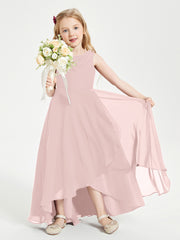 Modern Asymmetrical Junior Bridesmaid Dresses Cowl Neck Dusty Rose