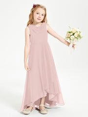 Modern Asymmetrical Junior Bridesmaid Dresses Cowl Neck Dusty Rose