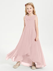 Modern Asymmetrical Junior Bridesmaid Dresses Cowl Neck Dusty Rose