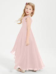 Modern Asymmetrical Junior Bridesmaid Dresses Cowl Neck Dusty Rose