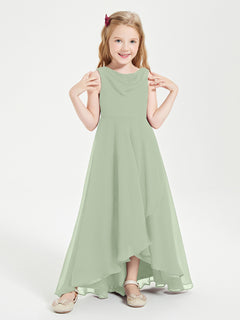 Modern Asymmetrical Junior Bridesmaid Dresses Cowl Neck Dusty Sage