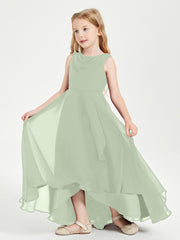 Modern Asymmetrical Junior Bridesmaid Dresses Cowl Neck Dusty Sage