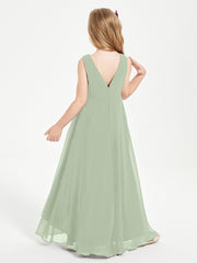 Modern Asymmetrical Junior Bridesmaid Dresses Cowl Neck Dusty Sage