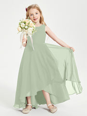 Modern Asymmetrical Junior Bridesmaid Dresses Cowl Neck Dusty Sage