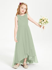 Modern Asymmetrical Junior Bridesmaid Dresses Cowl Neck Dusty Sage