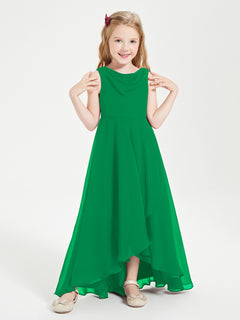 Modern Asymmetrical Junior Bridesmaid Dresses Cowl Neck Emerald