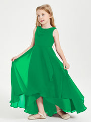 Modern Asymmetrical Junior Bridesmaid Dresses Cowl Neck Emerald