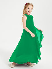 Modern Asymmetrical Junior Bridesmaid Dresses Cowl Neck Emerald