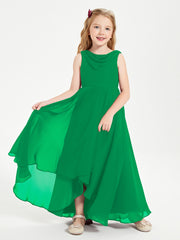 Modern Asymmetrical Junior Bridesmaid Dresses Cowl Neck Emerald