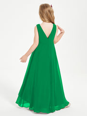 Modern Asymmetrical Junior Bridesmaid Dresses Cowl Neck Emerald