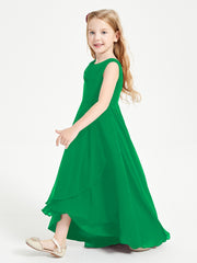 Modern Asymmetrical Junior Bridesmaid Dresses Cowl Neck Emerald