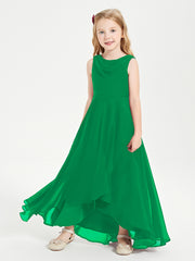 Modern Asymmetrical Junior Bridesmaid Dresses Cowl Neck Emerald