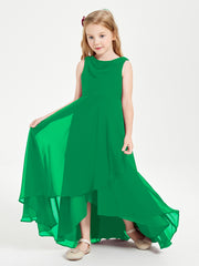 Modern Asymmetrical Junior Bridesmaid Dresses Cowl Neck Emerald