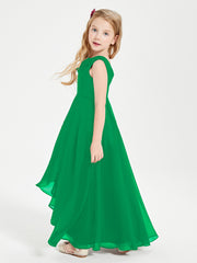 Modern Asymmetrical Junior Bridesmaid Dresses Cowl Neck Emerald