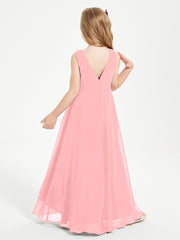 Modern Asymmetrical Junior Bridesmaid Dresses Cowl Neck Flamingo