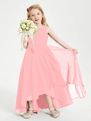 Modern Asymmetrical Junior Bridesmaid Dresses Cowl Neck Flamingo