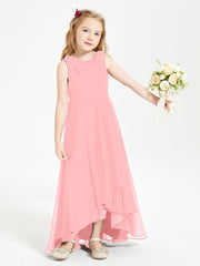 Modern Asymmetrical Junior Bridesmaid Dresses Cowl Neck Flamingo