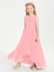 Modern Asymmetrical Junior Bridesmaid Dresses Cowl Neck Flamingo