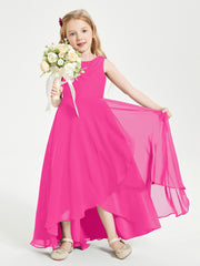 Modern Asymmetrical Junior Bridesmaid Dresses Cowl Neck Fuchsia