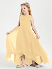 Modern Asymmetrical Junior Bridesmaid Dresses Cowl Neck Gold