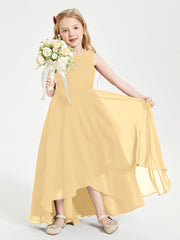 Modern Asymmetrical Junior Bridesmaid Dresses Cowl Neck Gold