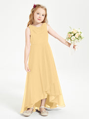 Modern Asymmetrical Junior Bridesmaid Dresses Cowl Neck Gold