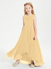 Modern Asymmetrical Junior Bridesmaid Dresses Cowl Neck Gold