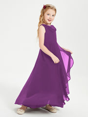 Modern Asymmetrical Junior Bridesmaid Dresses Cowl Neck Grape