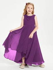 Modern Asymmetrical Junior Bridesmaid Dresses Cowl Neck Grape