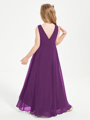 Modern Asymmetrical Junior Bridesmaid Dresses Cowl Neck Grape