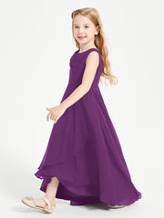 Modern Asymmetrical Junior Bridesmaid Dresses Cowl Neck Grape