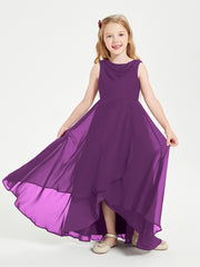 Modern Asymmetrical Junior Bridesmaid Dresses Cowl Neck Grape