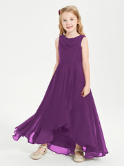 Modern Asymmetrical Junior Bridesmaid Dresses Cowl Neck Grape