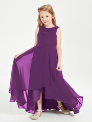 Modern Asymmetrical Junior Bridesmaid Dresses Cowl Neck Grape