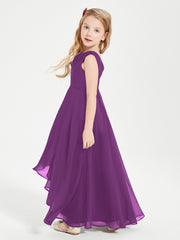 Modern Asymmetrical Junior Bridesmaid Dresses Cowl Neck Grape