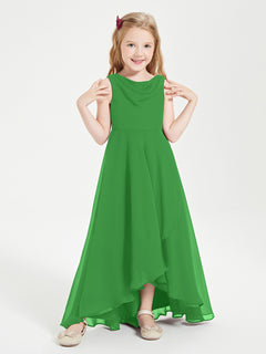 Modern Asymmetrical Junior Bridesmaid Dresses Cowl Neck Green