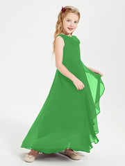 Modern Asymmetrical Junior Bridesmaid Dresses Cowl Neck Green